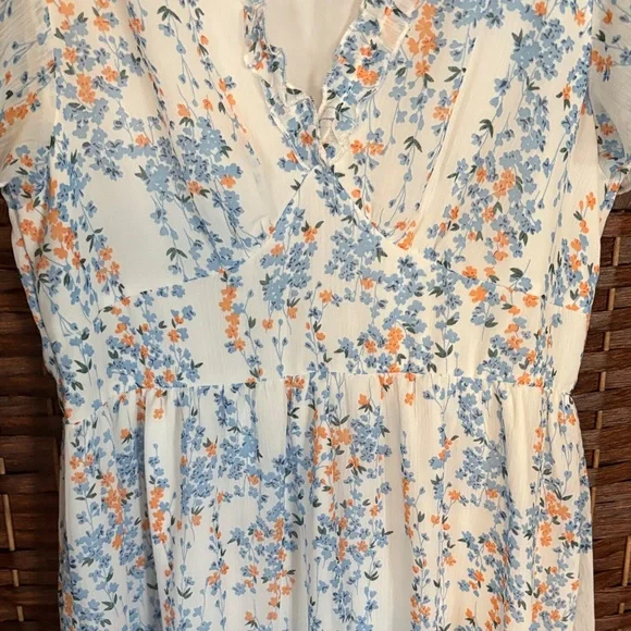SHEIN White Mini Dress with Blue & Peach Floral Print - Picture 6 of 7